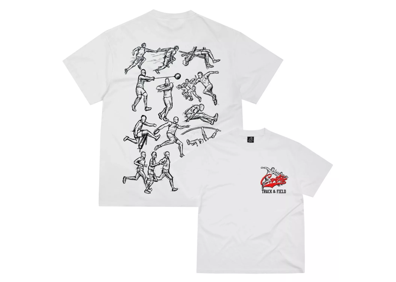 Corteiz Track and Field T-Shirt with dynamic illustrations.