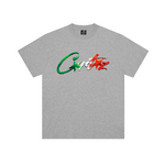 Corteiz Allstarz Italia Grey Tee with colorful logo design.