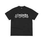 Corteiz Cartoon Tee Black with bold white lettering on the front.