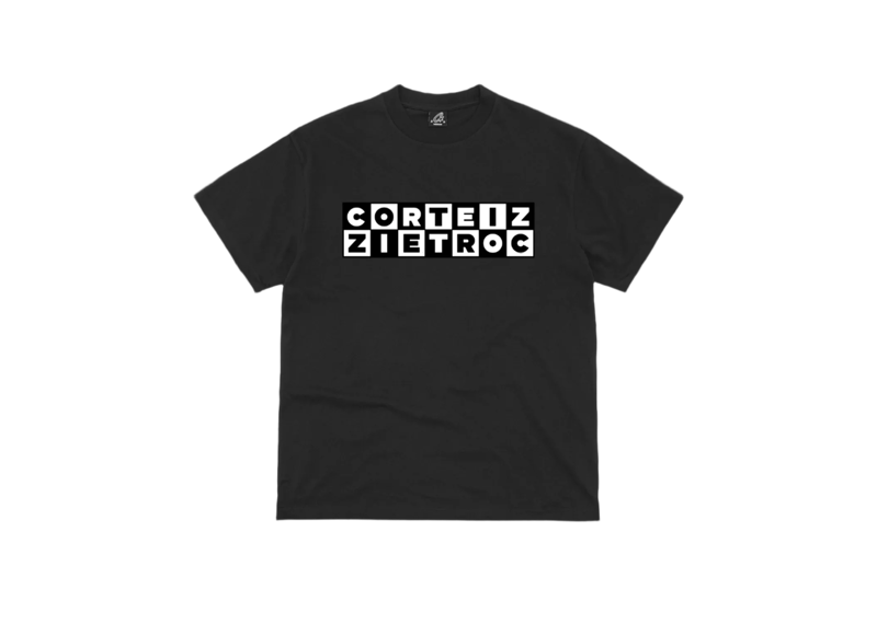 Corteiz Cartoon Tee Black with bold white lettering on the front.