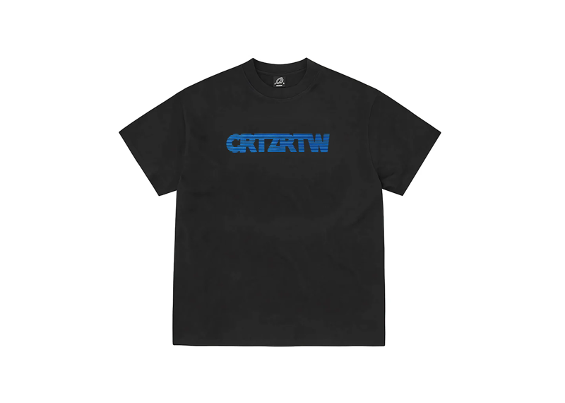 Corteiz CRTZRTW black tee with blue logo.