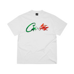 Corteiz Allstarz Italia White T-Shirt with colorful logo design.