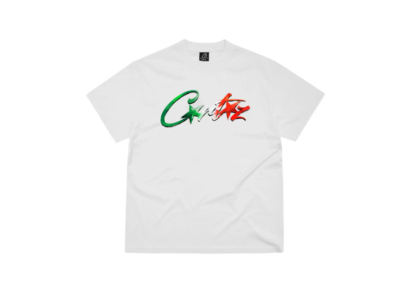 Corteiz Allstarz Italia White T-Shirt with colorful logo design.
