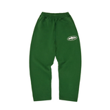 Green Corteiz Island Puff Print sweatpants with open hem and elastic waistband