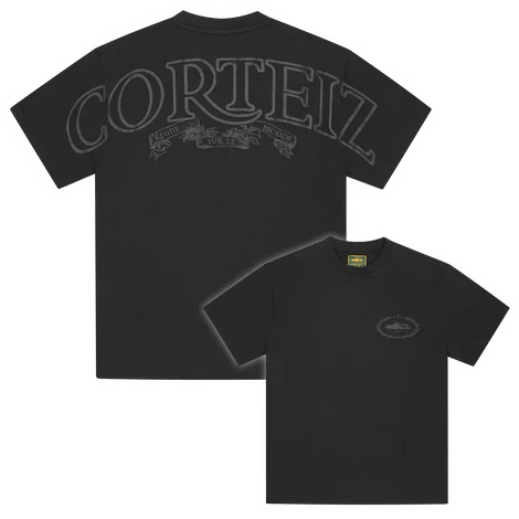 Corteiz Royale Heavyweight Tee in Triple Black with bold logo design.