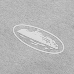 Corteiz Island Puff Print Sweatpants in Heather Grey with logo detail.