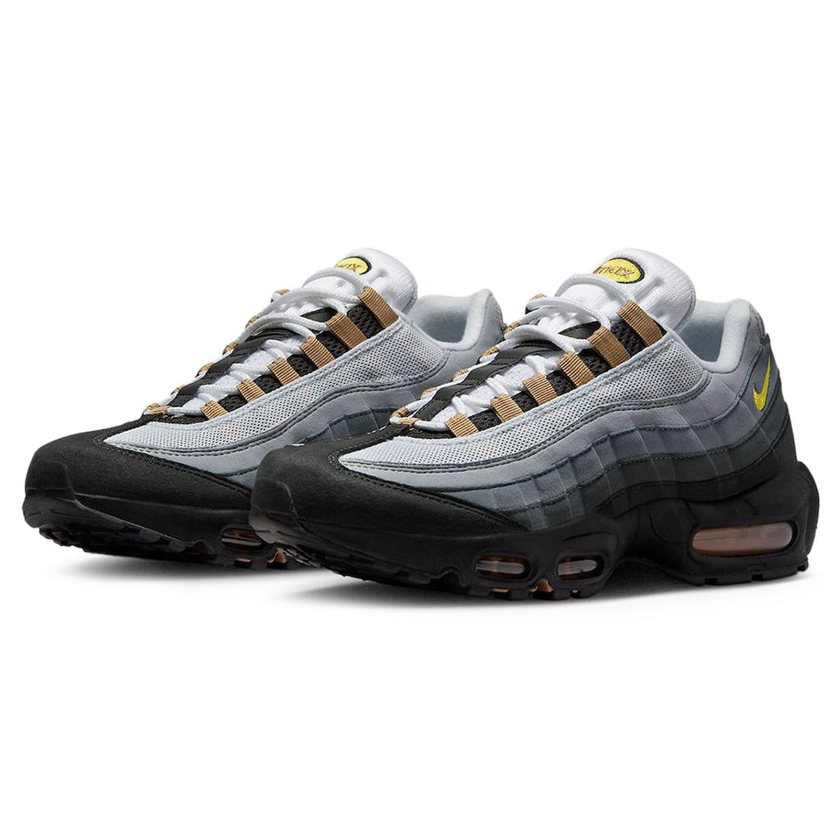 Air Max 95 Icons sneakers with gray and yellow accents.