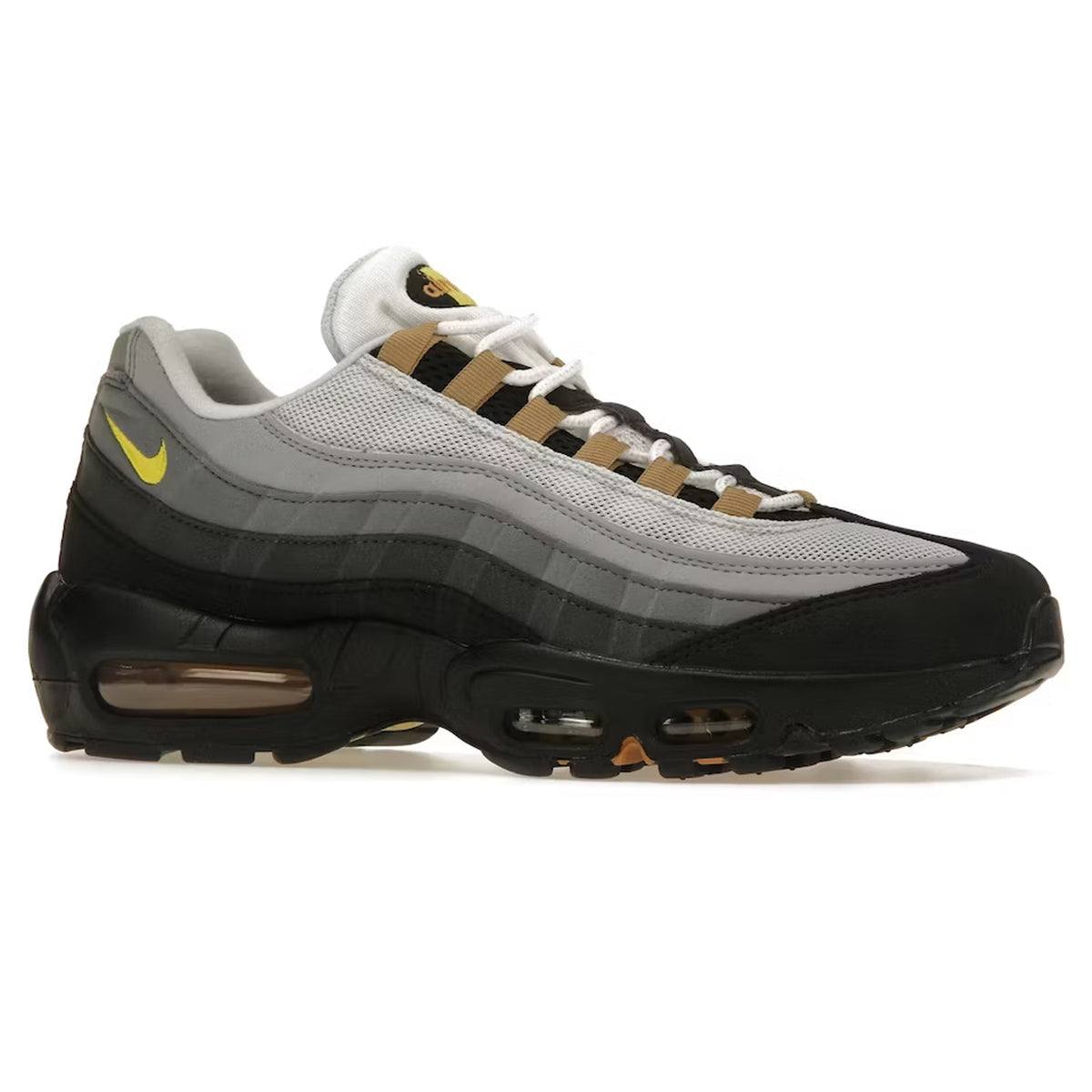 Air Max 95 Icons sneakers with black, grey, and yellow accents.