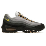 Air Max 95 Icons sneaker with gray and black design and yellow accents.