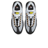 Air Max 95 Icons sneakers top view with white, black, and brown accents.