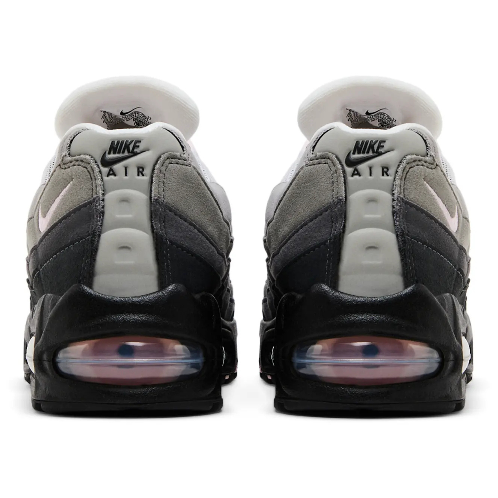 Wmns Air Max 95 Pink Foam sneakers rear view featuring Nike Air branding.