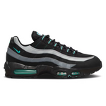 Air Max 95 Black Aurora Green sneaker with visible air cushioning and green accents.