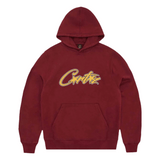 Corteiz Satin Applique Allstarz Hoodie in maroon.