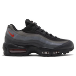 Nike Air Max 95 Black Picante Reflective sneaker with black upper, Picante Red accents, and visible air cushioning.