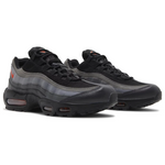 Air Max 95 Black Picante Reflective sneakers with black upper, Picante Red accents, and reflective detailing.