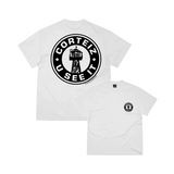 Corteiz U See It white t-shirt with circular black graphic.