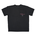 Cherry Location faded black T-shirt with chest pocket and printed logo design