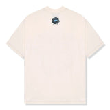 Broken Planet Star Gazing Vanilla White T-shirt with star graphic, high-quality cotton, minimalist design.