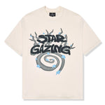 Vanilla white t-shirt with "Star Gazing" graphic from Broken Planet Market.