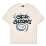 Vanilla white t-shirt with "Star Gazing" graphic from Broken Planet Market.