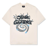Vanilla white t-shirt with "Star Gazing" graphic from Broken Planet Market.