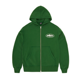 Green Corteiz Island puff print zip-up hoodie with front pockets and hood
