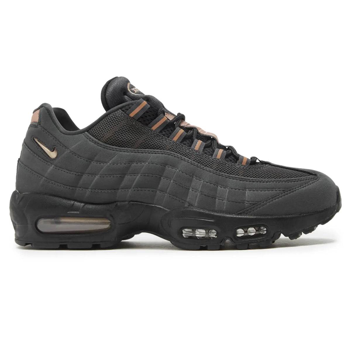Central Cee x Nike Air Max 95 "Live Yours" in Black Rose Gold with rose gold accents, leather durability, and unique branding details.
