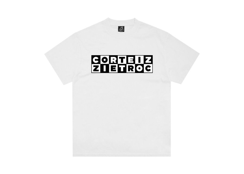 Corteiz Cartoon Network white T-shirt with bold black and white text design.