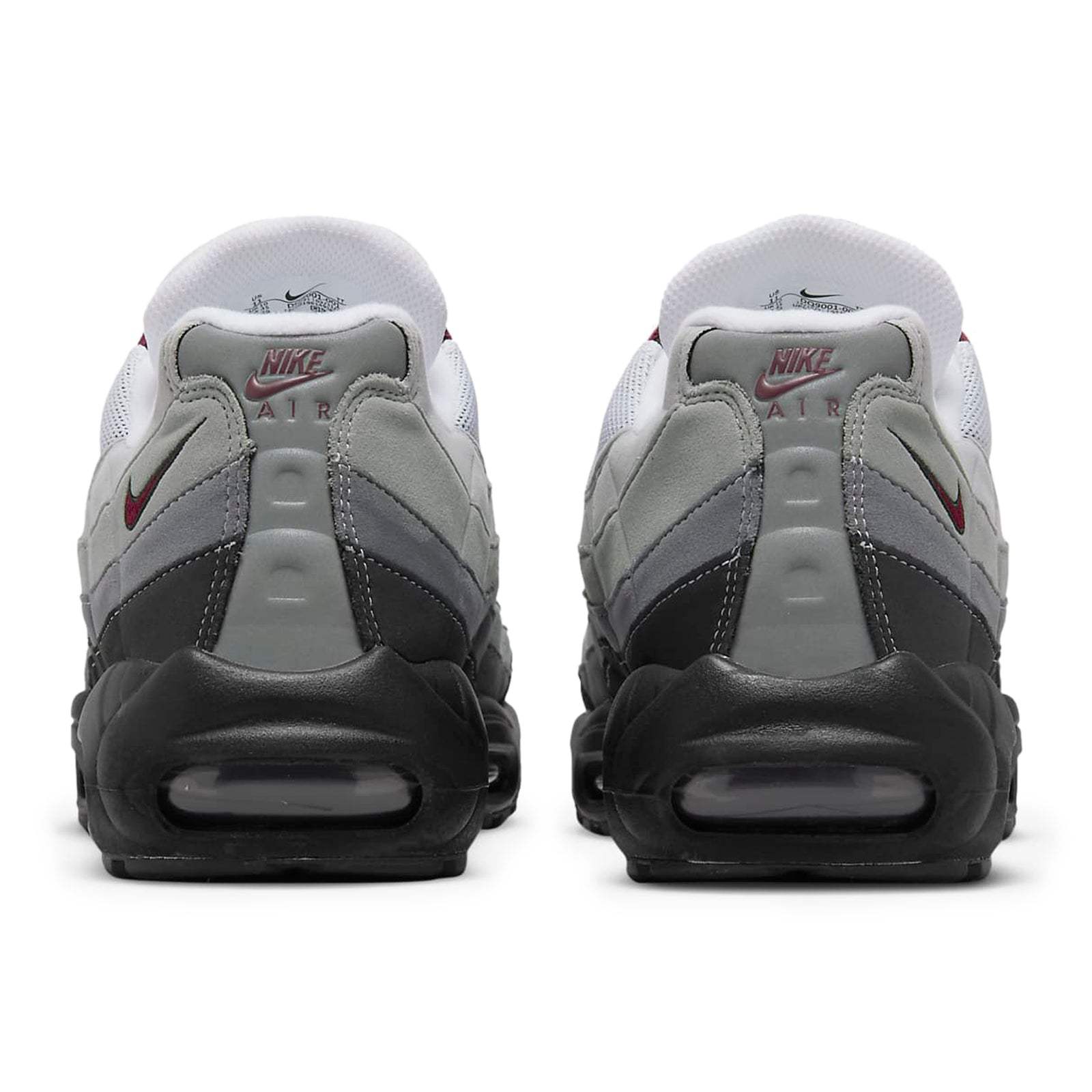 Nike Air Max 95 Dark Beetroot sneakers showcasing rear view with Air Max cushioning.