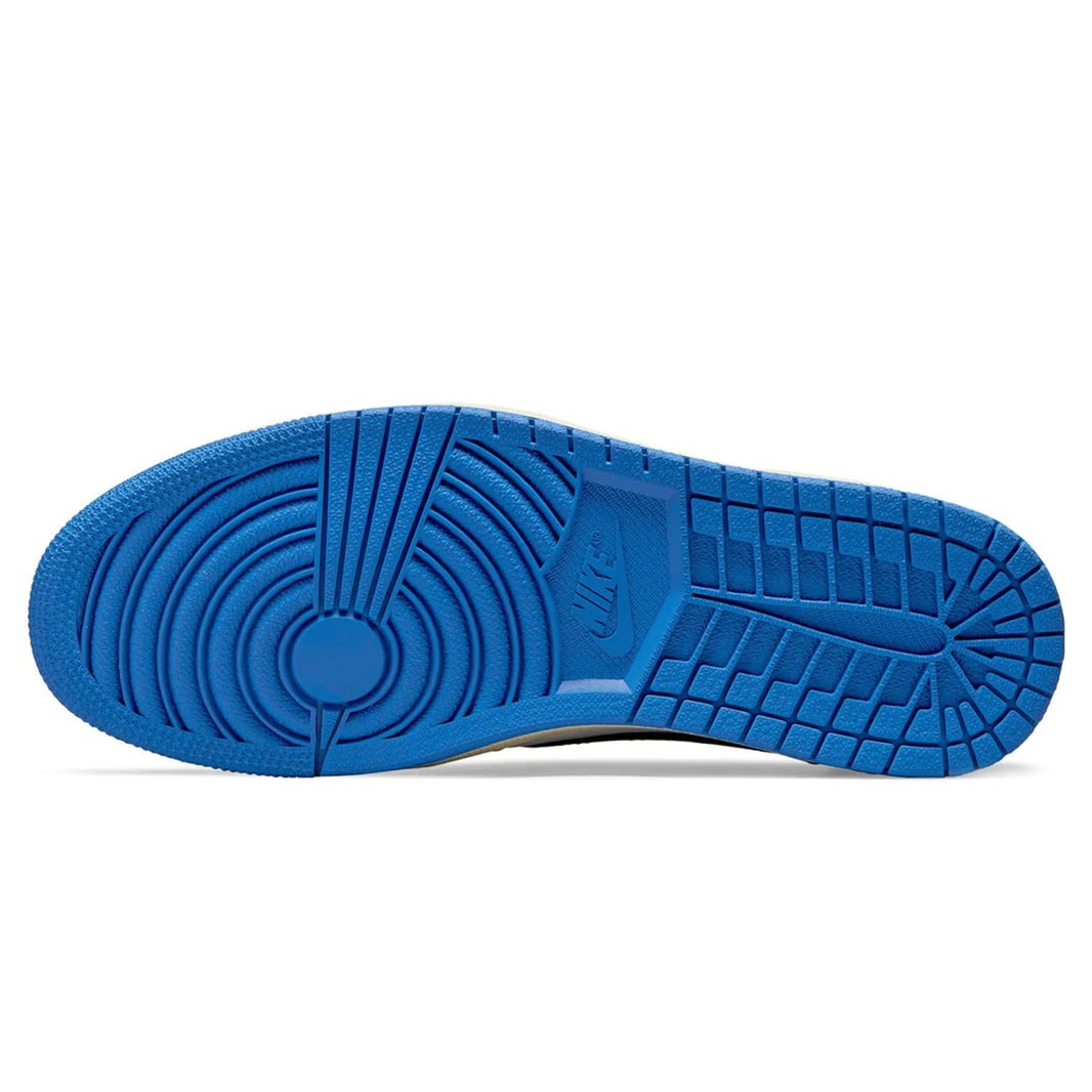 Air Jordan 1 Retro Low x Travis Scott Fragment outsole with blue tread detail.