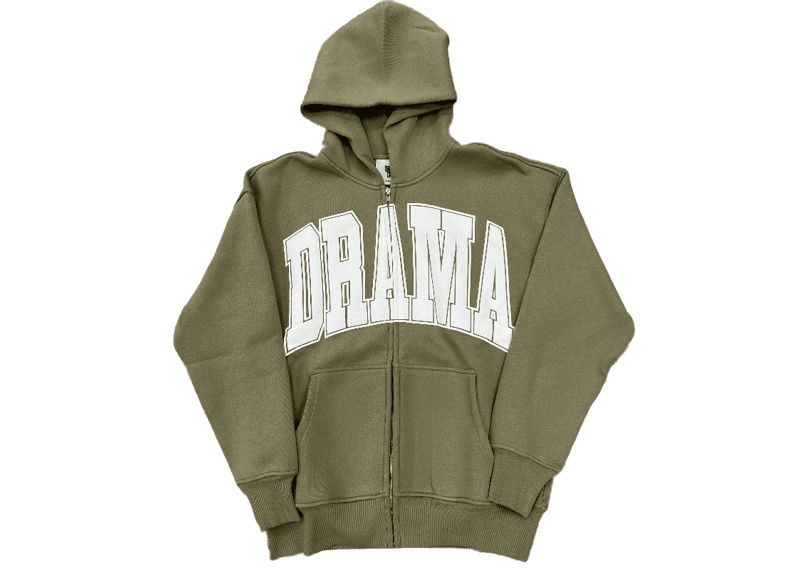 DRAMA CALL ZIP UP HOODIE OLIVE – 1LUX