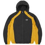 Corteiz Spring Jacket in black and yellow with hood.