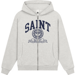 Suavo World Saint Valley grey zip-up hoodie front view