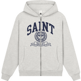 Suavo World Saint Valley grey zip-up hoodie front view