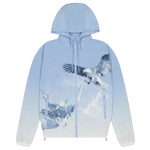 Trapstar Flying Birds light blue windbreaker jacket with eagle graphic and hood