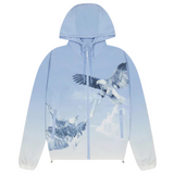 Trapstar Flying Birds light blue windbreaker jacket with eagle graphic and hood