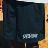 Last Lesson Script Mesh Shorts in dark blue color