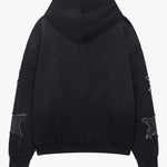 Siarr Star Hoodie in washed black with regular fit, pullover hood, and kangaroo pocket made of 100% cotton