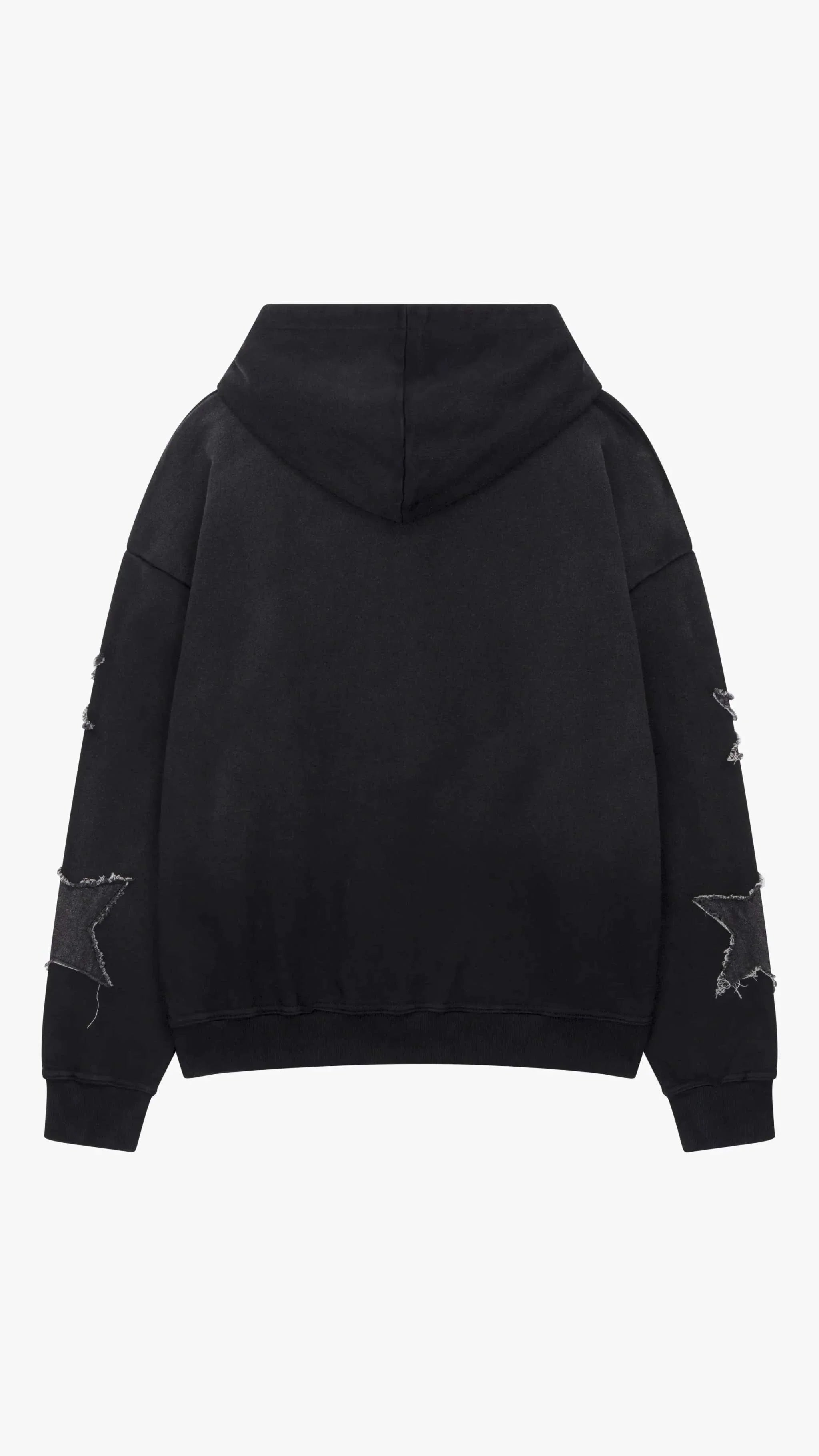 Siarr Star Hoodie in washed black with regular fit, pullover hood, and kangaroo pocket made of 100% cotton