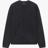 Siarr Washed L/S Tee oversized fit black heavyweight cotton long sleeve shirt with ribbed neck and screen print