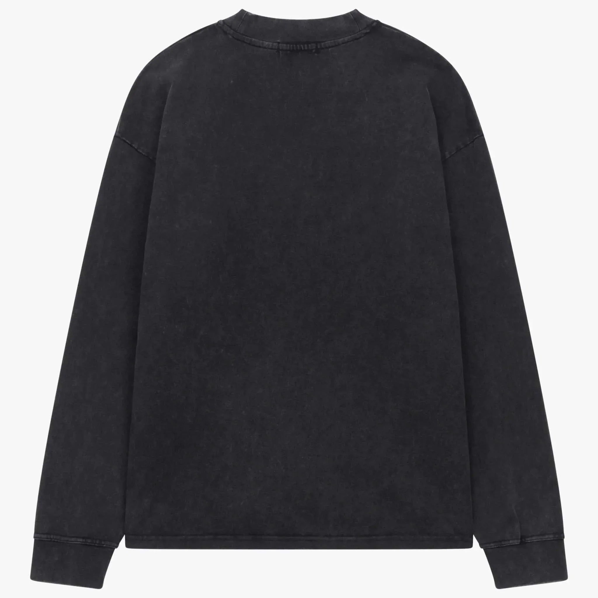 Siarr Washed L/S Tee oversized black long sleeve cotton shirt with ribbed neck and screen print
