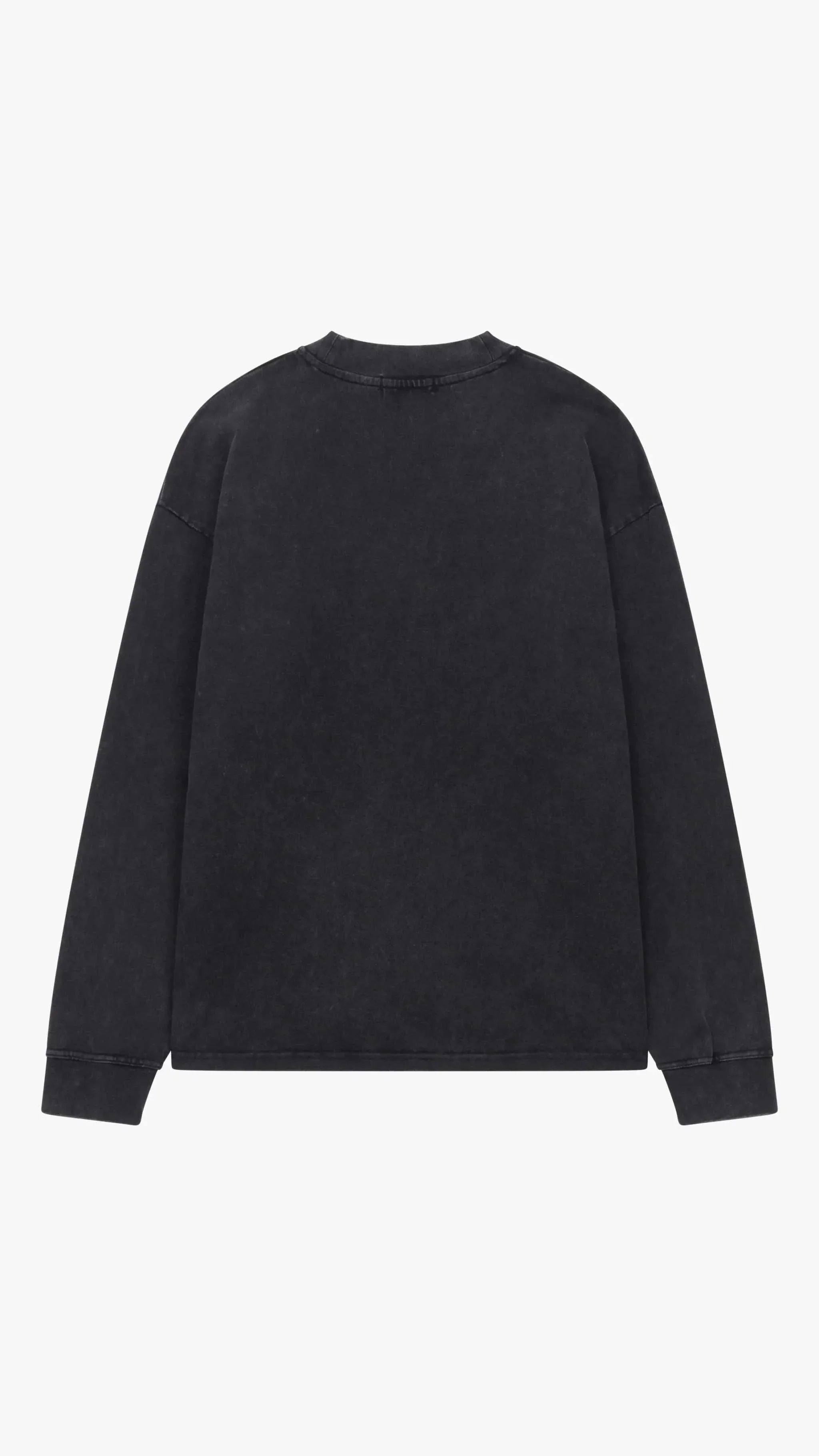 Siarr Washed L/S Tee oversized black long sleeve cotton shirt with ribbed neck and screen print