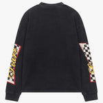 Siarr No Limits oversized long sleeve tee in washed black with ribbed neck and screen print