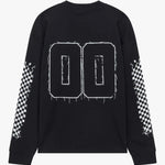 Siarr Chequered L/S Tee black oversized fit ribbed neck 100% cotton heavyweight fabric
