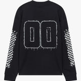 Siarr Chequered L/S Tee black oversized fit ribbed neck 100% cotton heavyweight fabric