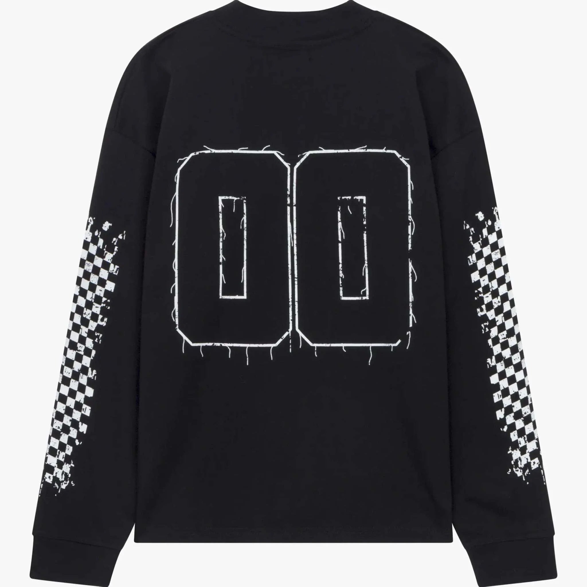 Siarr Chequered L/S Tee black oversized fit ribbed neck 100% cotton heavyweight fabric