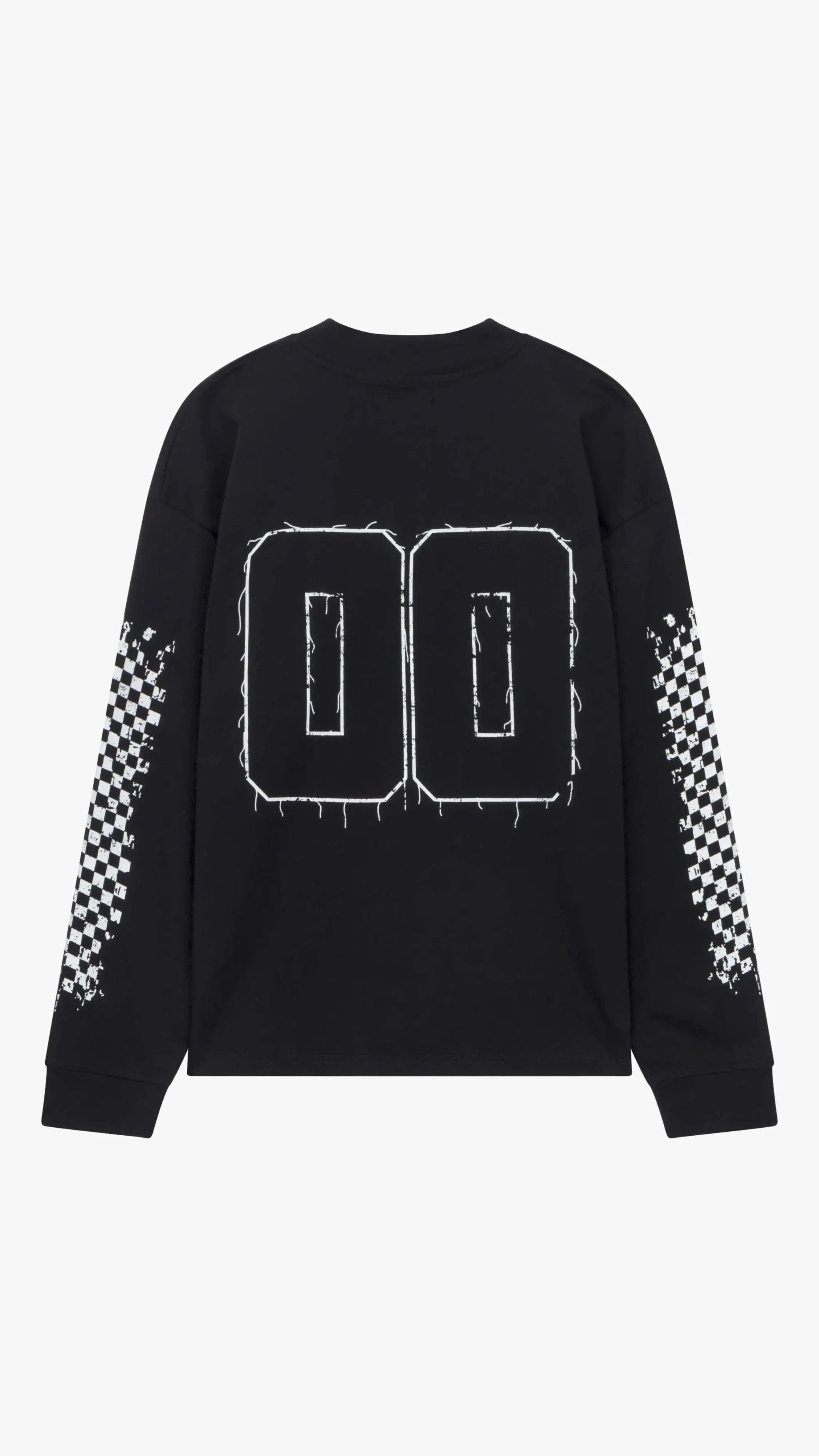 Siarr Chequered L/S Tee black oversized fit ribbed neck 100% cotton heavyweight fabric