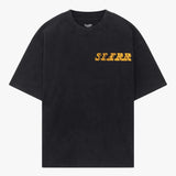 Siarr Eagle Tee vintage black graphic t-shirt with bold distressed eagle print and relaxed cropped fit