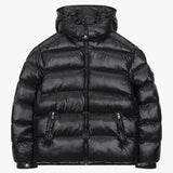 Siarr Lightweight Jacket black puffer with detachable hood and zippered pockets
