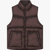 Siarr Contrast Gilet brown regular fit nylon vest with zippered pockets and full zip fastening